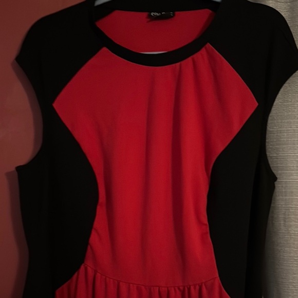 City Chic Red and Black Midi Dress - Picture 12 of 14